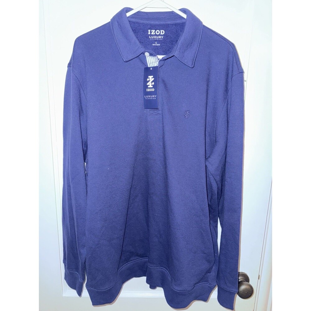 NWT Izod Luxury Classics Mens Large Blue Long Sleeve Quarter Zip Sweater